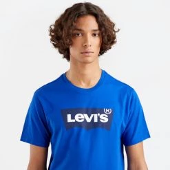 Το φθηνότερο 🛒 Levi's T-Shirts | Μπλούζα κοντό μανίκι Levis Graphic Crewneck Ανδρικό T-shirt BLUES 🎁 -chilly-s Εκπτώσεις levis graphic crewneck tee bw ssnl s 2