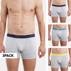 Εξοδος 👏 Levi's Εσώρουχα Levis Men Premium Boxer Brief 3-Pack Ανδρικά Μποξεράκια Light Grey Melange / Yellow 🛒