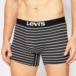 Πολύ καλή προσφορά 👍 Εσώρουχα Levi's Solid Basic 4-Pack Ανδρικά Μποξεράκια Black / White 🌟 -chilly-s Εκπτώσεις levis men solid basic boxer vintg stripe 4p eco 2
