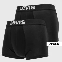 Καλύτερη πώληση 👍 Εσώρουχα Levi's Solid Basic 2-Pack Ανδρικά Μποξεράκια JET BLACK 🛒 -chilly-s Εκπτώσεις levis men solid basic trunk 2p 3