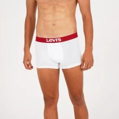 Κουπόνι 🎁 Εσώρουχα Levi's Solid Basic 2-Pack Ανδρικά Μποξεράκια White / White 🤩 -chilly-s Εκπτώσεις levis men solid basic trunk 2p 8