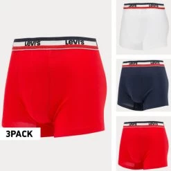 Ολοκαίνουργιο 🥰 Εσώρουχα Levi's Logo 3-Pack Ανδρικά Μποξεράκια White / Blue / Red 😉