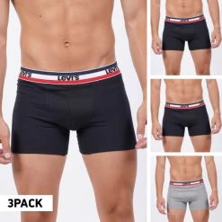 Η καλύτερη συμφωνία 😉 Εσώρουχα Levi's Logo 3-Pack Ανδρικά Μποξεράκια Black / Grey Melange ✨